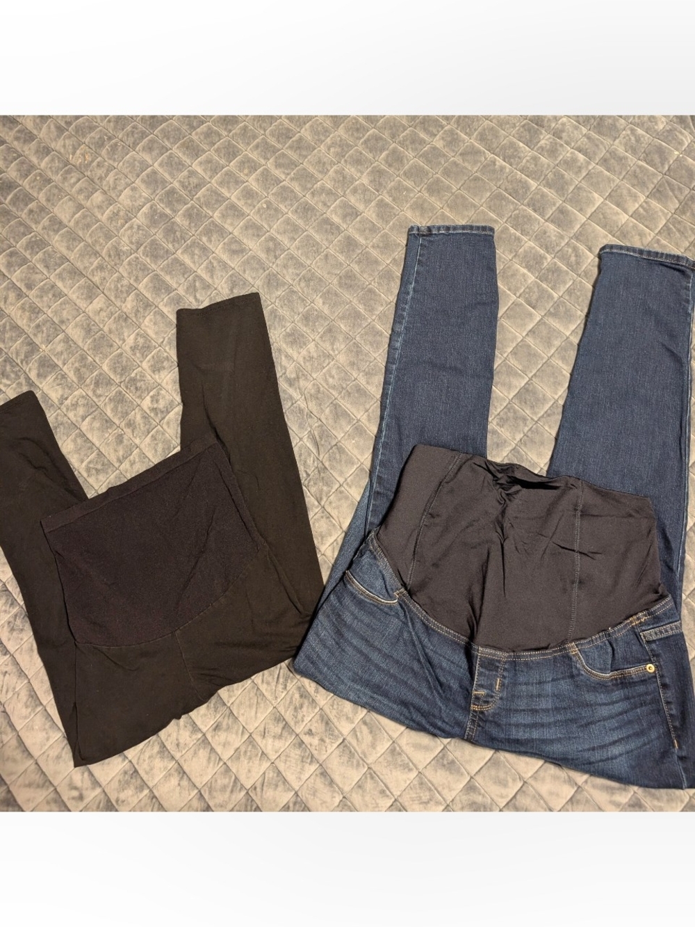 Ingrid & Isabel Black Maternity Leggings and Dark Blue Overbelly Skinny Jeans